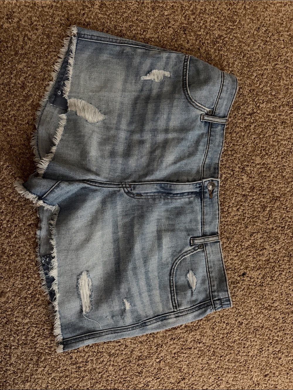 aerie Light Blue Distressed Denim Cutoff Shorts